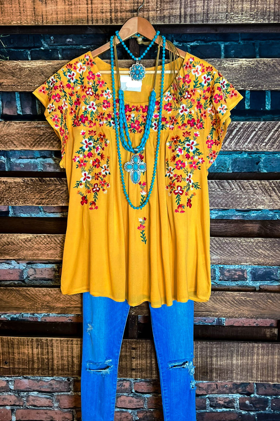 Moving On To Better Days Embroidered Top in Yellow