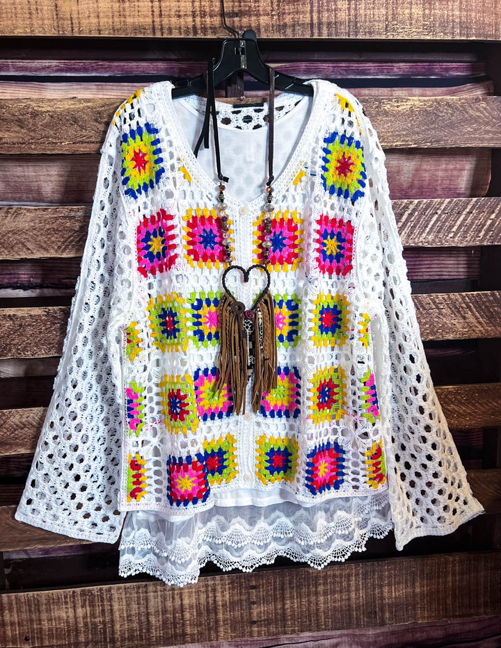 Sunset Walks Throwover Top Multi-Color