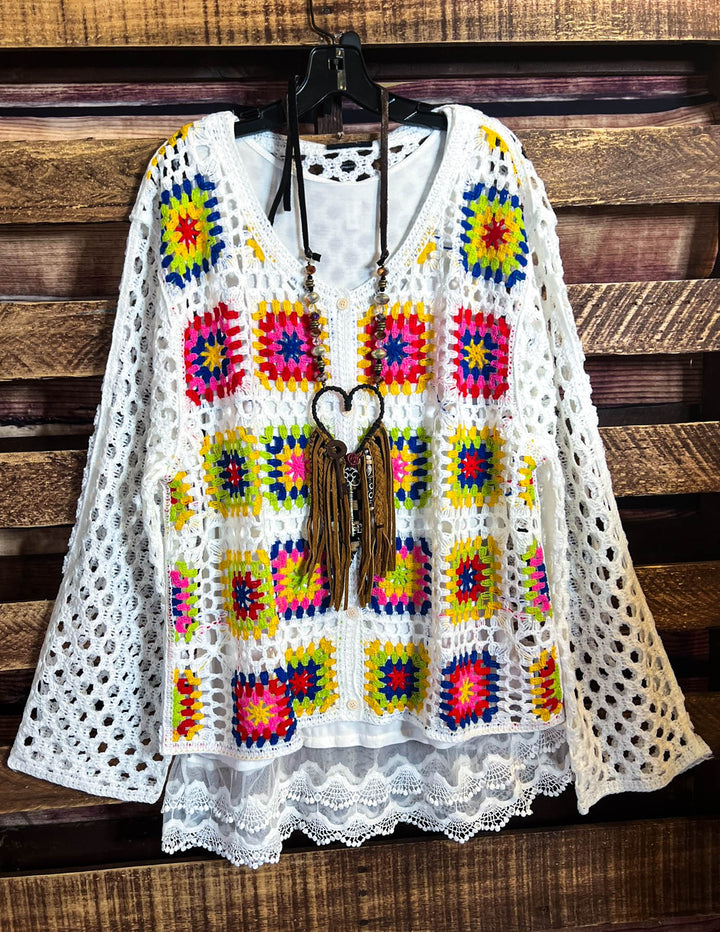 Sunset Walks Throwover Top Multi-Color