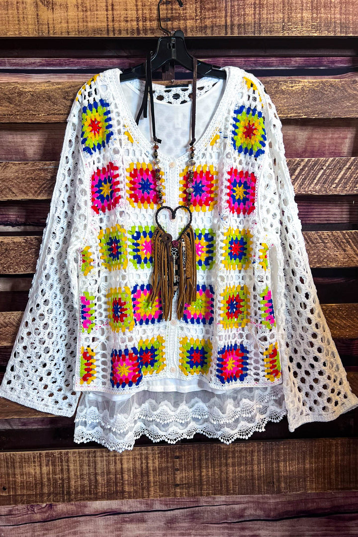 Sunset Walks Throwover Top Multi-Color