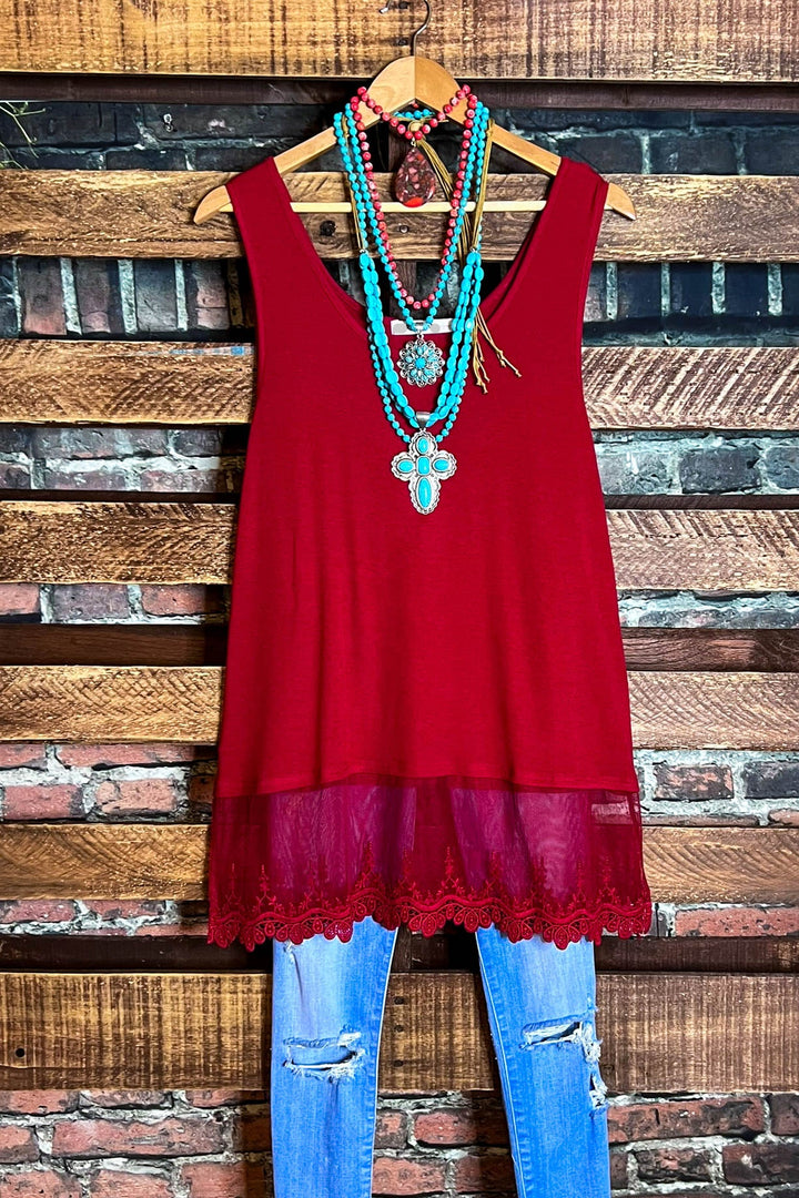 A Timeless Touch Red Lace Extender Top