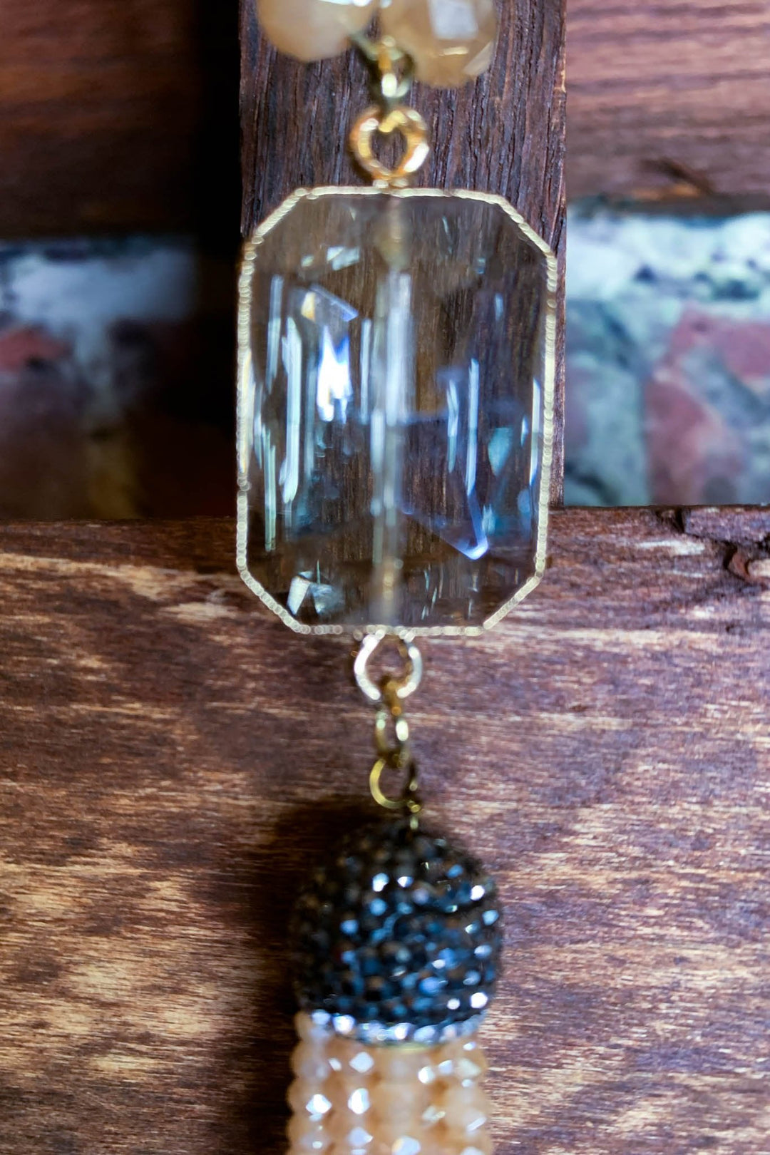 MOONLIGHT INSPIRE CRYSTAL LONG NECKLACE CHAMPAGNE COLOR