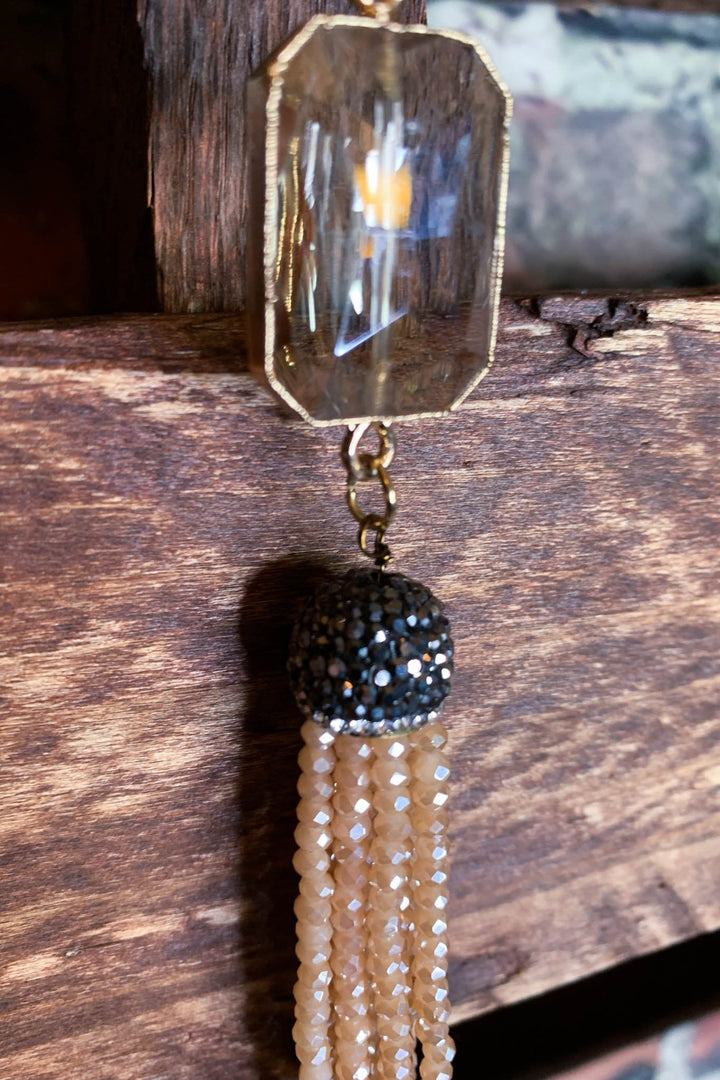 MOONLIGHT INSPIRE CRYSTAL LONG NECKLACE CHAMPAGNE COLOR