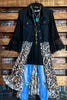 NEVER OUT OF STYLE BLACK DENIM & LACE LEOPARD FAB VEST