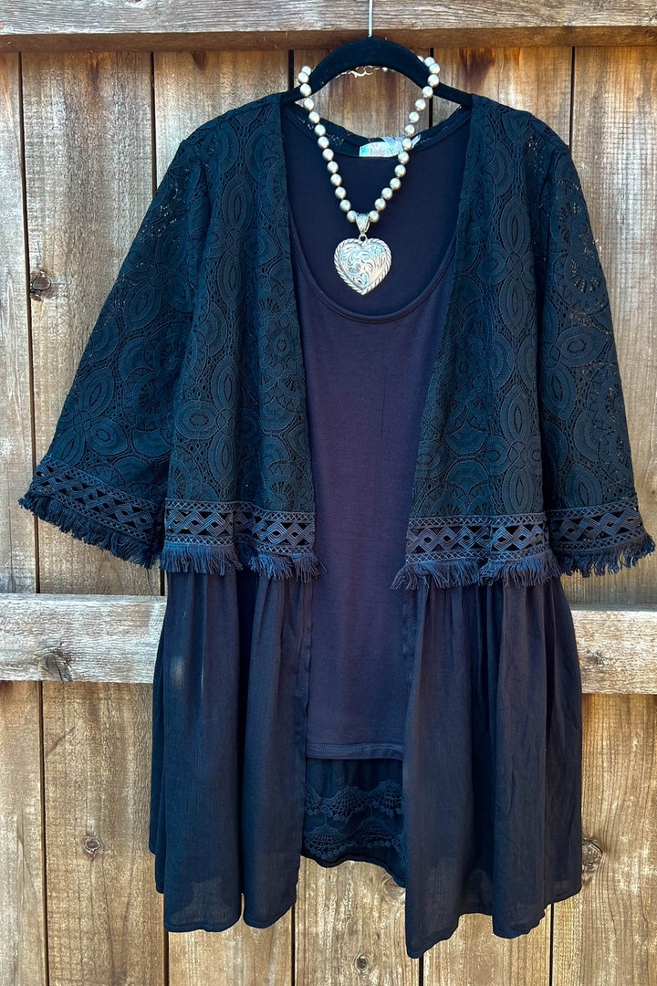 VINTAGE LACE CARDIGAN IN BLACK----------SALE