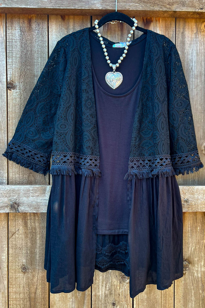 VINTAGE LACE CARDIGAN IN BLACK----------SALE