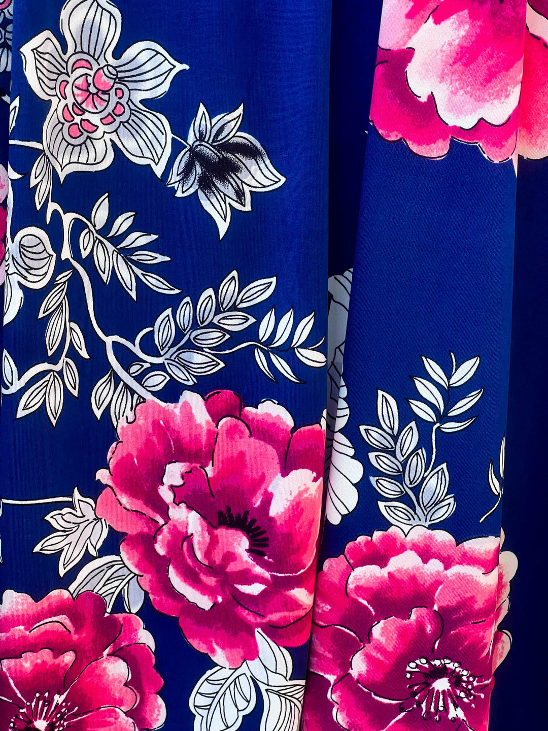 A MARVELOUS HOPE FLORAL DRESS TUNIC - NAVY & MULTI-COLOR