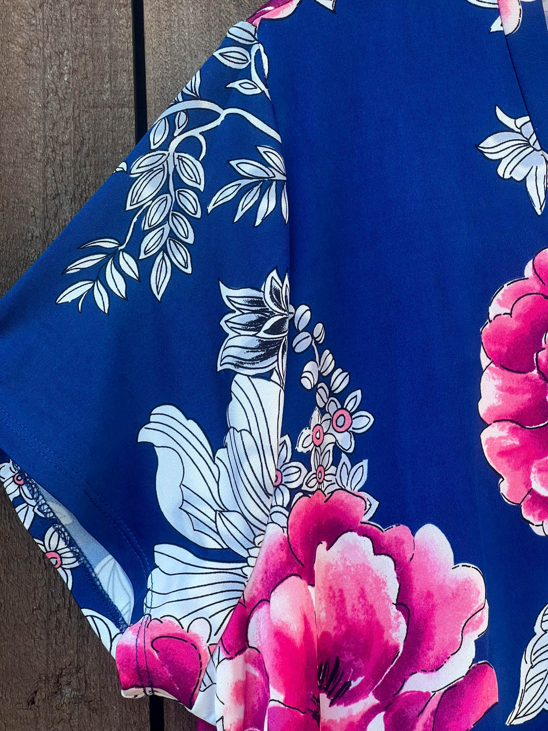 A MARVELOUS HOPE FLORAL DRESS TUNIC - NAVY & MULTI-COLOR