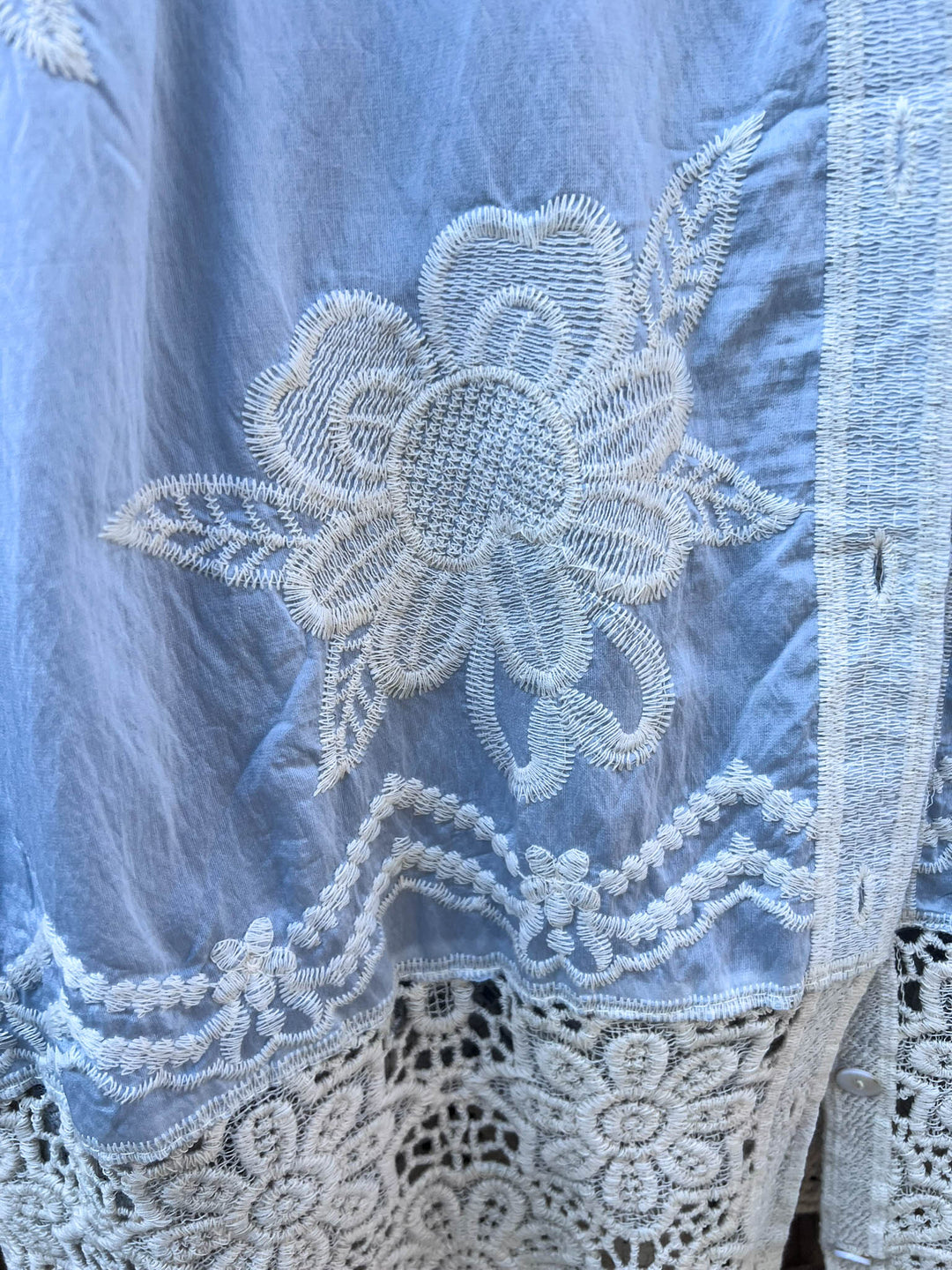 True Love Embroidered Shirt Tunic- Light Blue