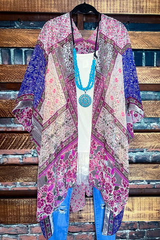 MATTERS OF THE HEART LACE CARDIGAN KIMONO IN VINTAGE ROSE