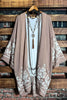 OUR ORIGINAL LOVE BOHO GAUZE FLORAL EMBROIDERED KIMONO IN MOCHA