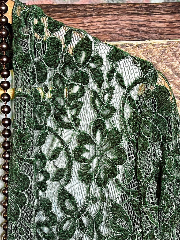 POEM OF LOVE OLIVE VELVET LACE JACKET CARDIGAN