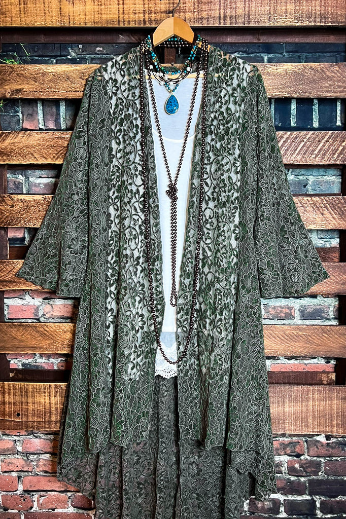 POEM OF LOVE OLIVE VELVET LACE JACKET CARDIGAN
