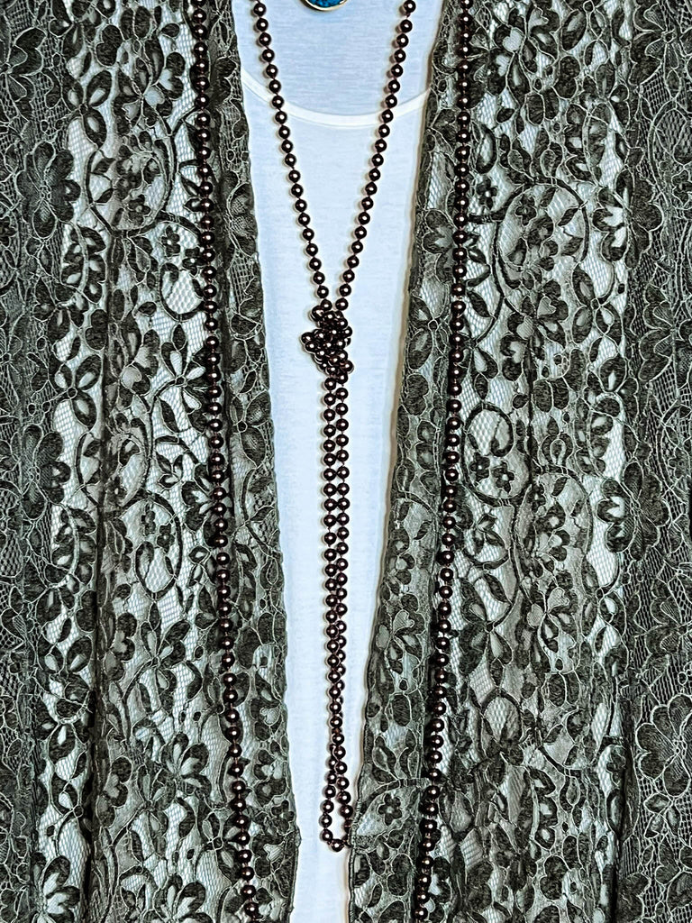 POEM OF LOVE OLIVE VELVET LACE JACKET CARDIGAN
