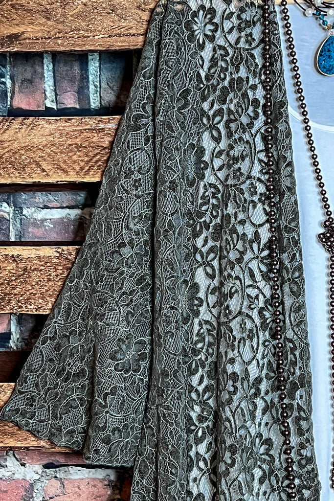 POEM OF LOVE OLIVE VELVET LACE JACKET CARDIGAN