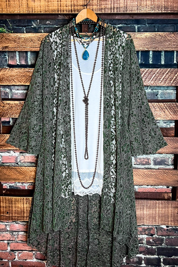 POEM OF LOVE OLIVE VELVET LACE JACKET CARDIGAN