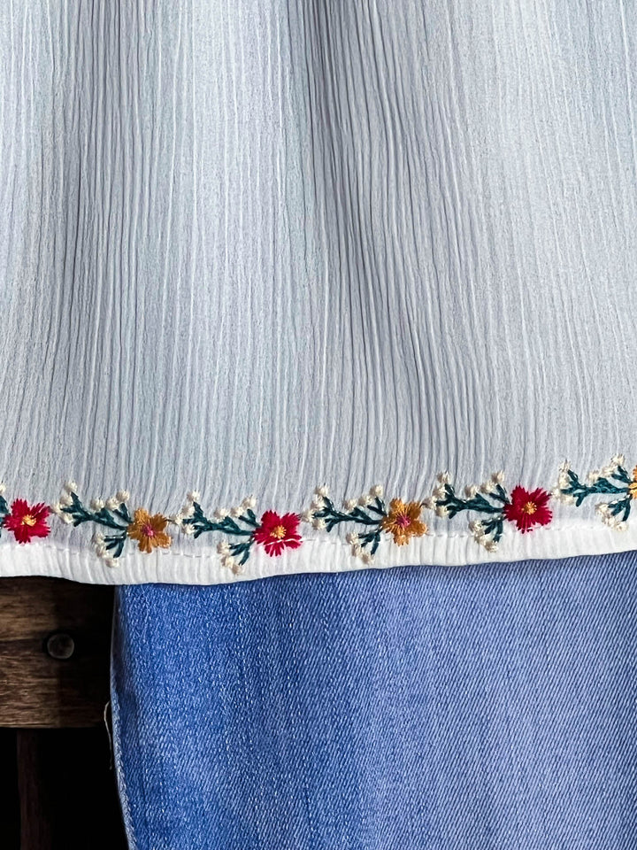 There You Go Vintage Boho Embroidered Top - Ivory
