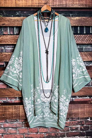 Like a Love Song Vintage-Inspired Lace Cardigan in Beige Turquoise