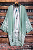 OUR ORIGINAL LOVE BOHO GAUZE FLORAL EMBROIDERED KIMONO IN SAGE