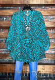 Declare Your Love Blouse Brown & Turquoise