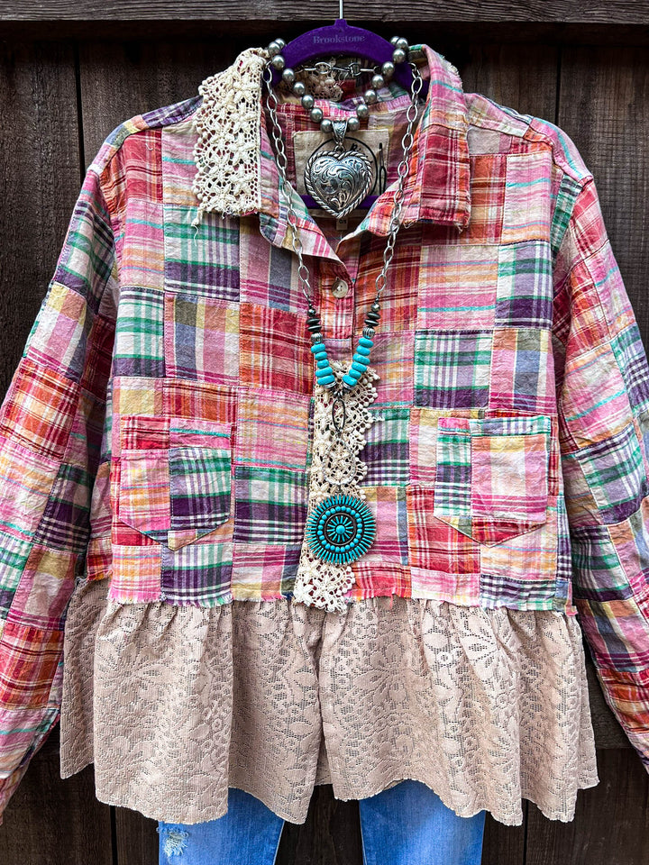 Patchwork Americana Belle Shacket -100% Cotton