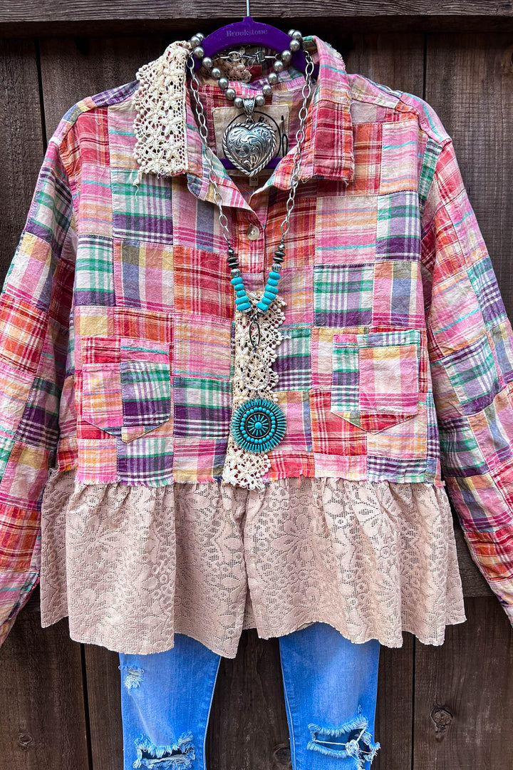 Patchwork Americana Belle Shacket -100% Cotton