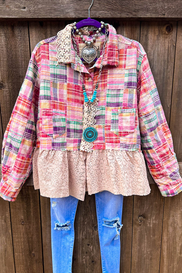 Patchwork Americana Belle Shacket -100% Cotton