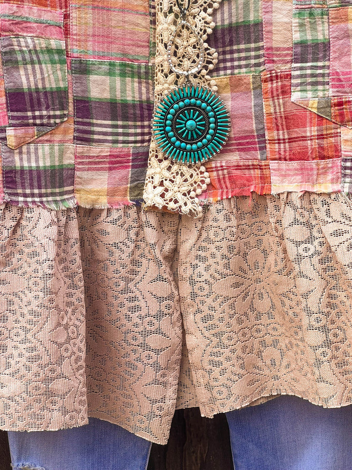 Patchwork Americana Belle Shacket -100% Cotton