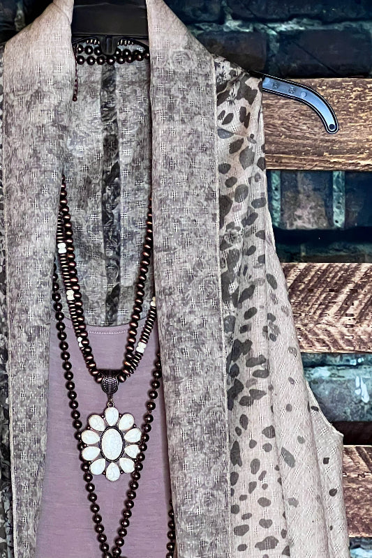 A LITTLE WILD AT HEART VEST ROSES LEOPARD E TAUPE