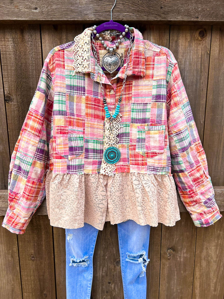Patchwork Americana Belle Shacket -100% Cotton