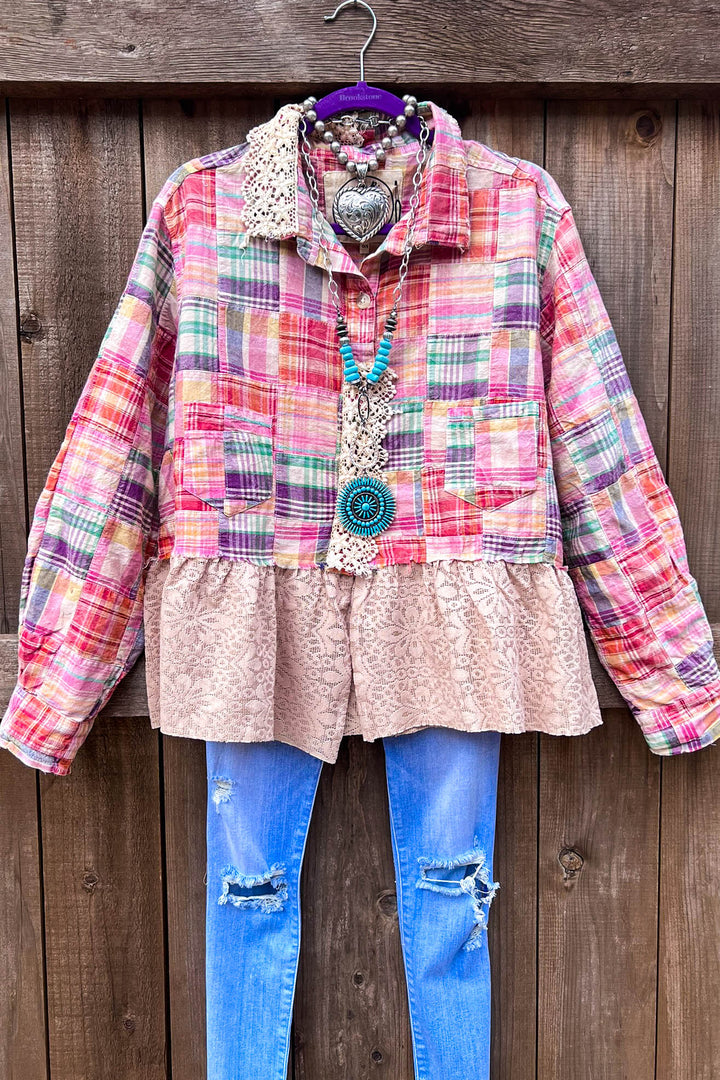 Patchwork Americana Belle Shacket -100% Cotton