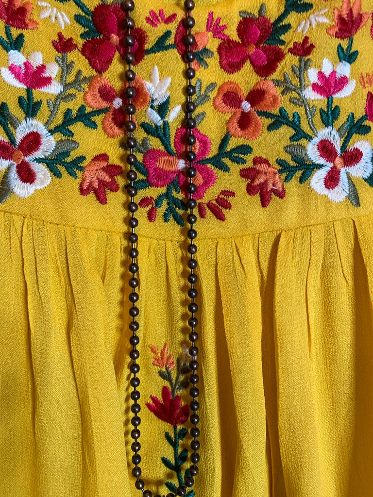 Joyful Celebration Embroidered Blouse in Lemon