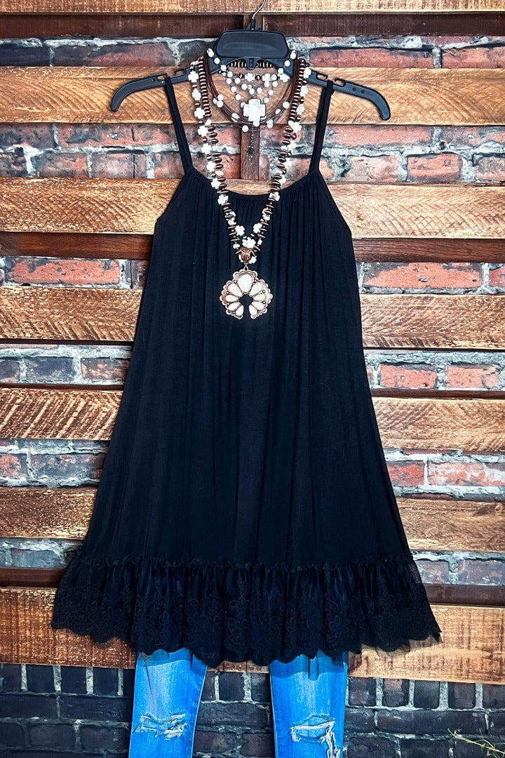 SO THIS IS LOVE LACE SLIP DRESS EXTENDER IN BLACK