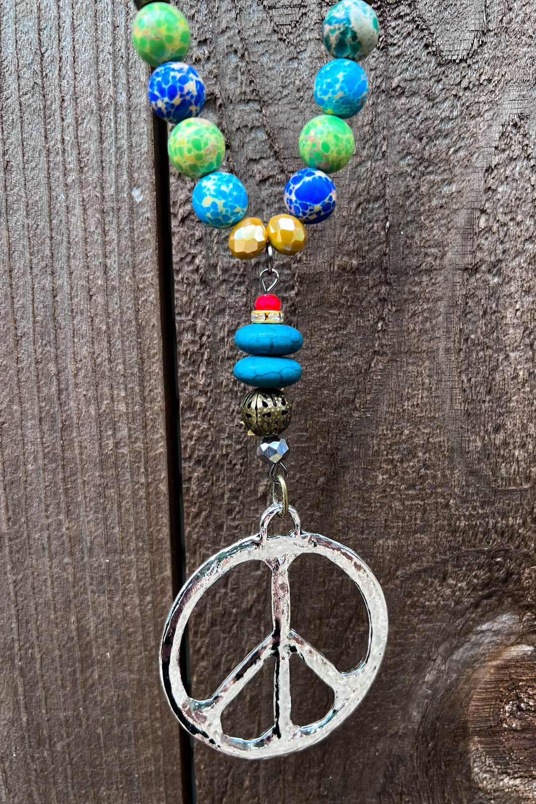 Peace & Love Multi-Color Beads Boho Necklace