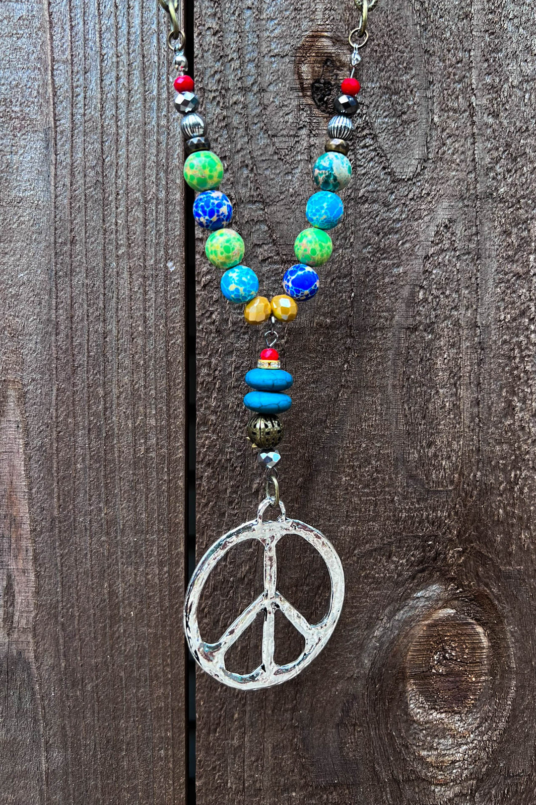 Peace & Love Multi-Color Beads Boho Necklace