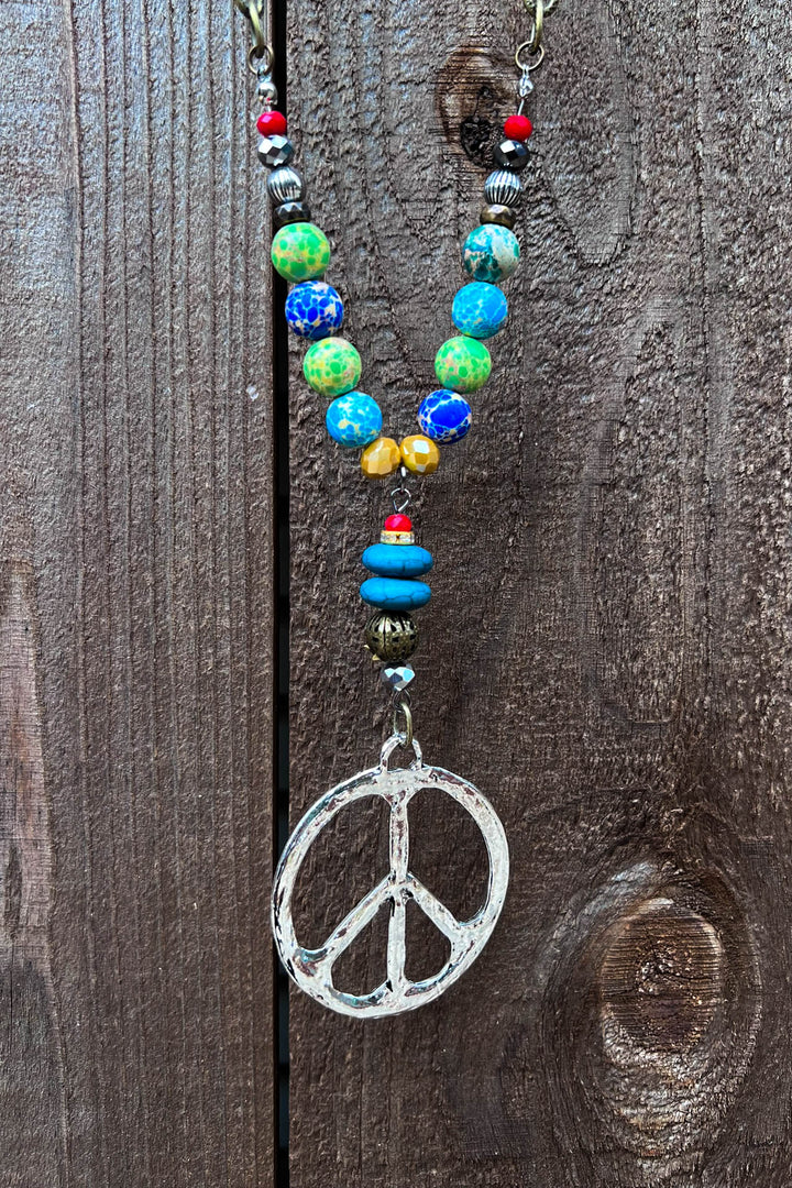 Peace & Love Multi-Color Beads Boho Necklace