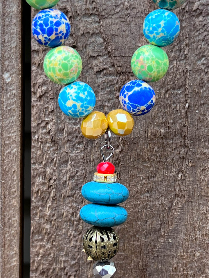 Peace & Love Multi-Color Beads Boho Necklace