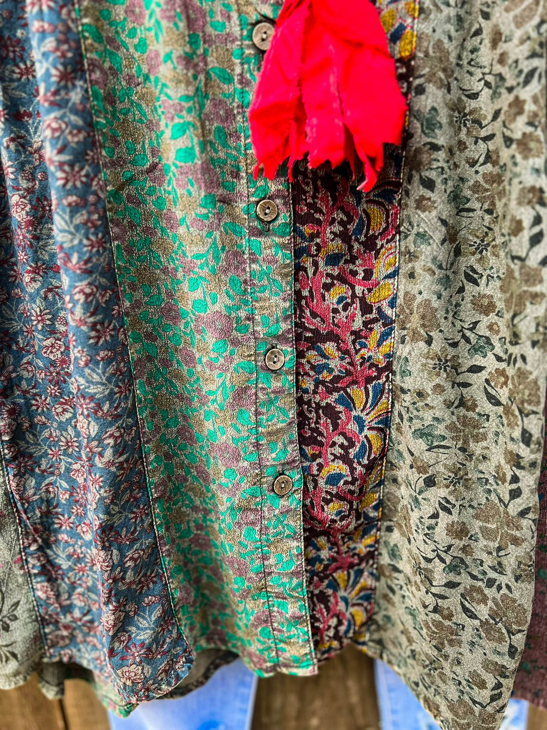 Trellis Winds Patchwork Multi-Color Top