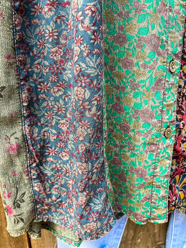 Trellis Winds Patchwork Multi-Color Top