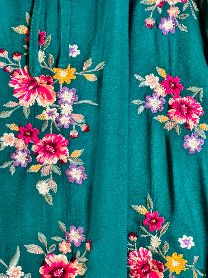 ESSENCE OF LOVE TEAL EMBROIDERED BLOUSE -------SALE