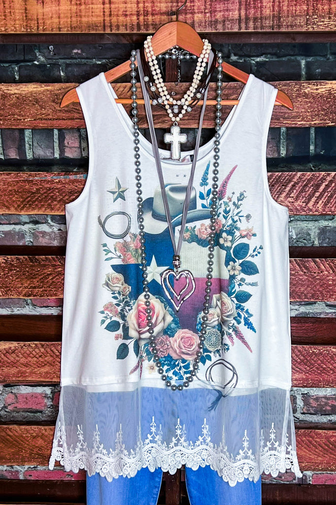 Fab Texas Lace Layer Tank Top in Multi-Color