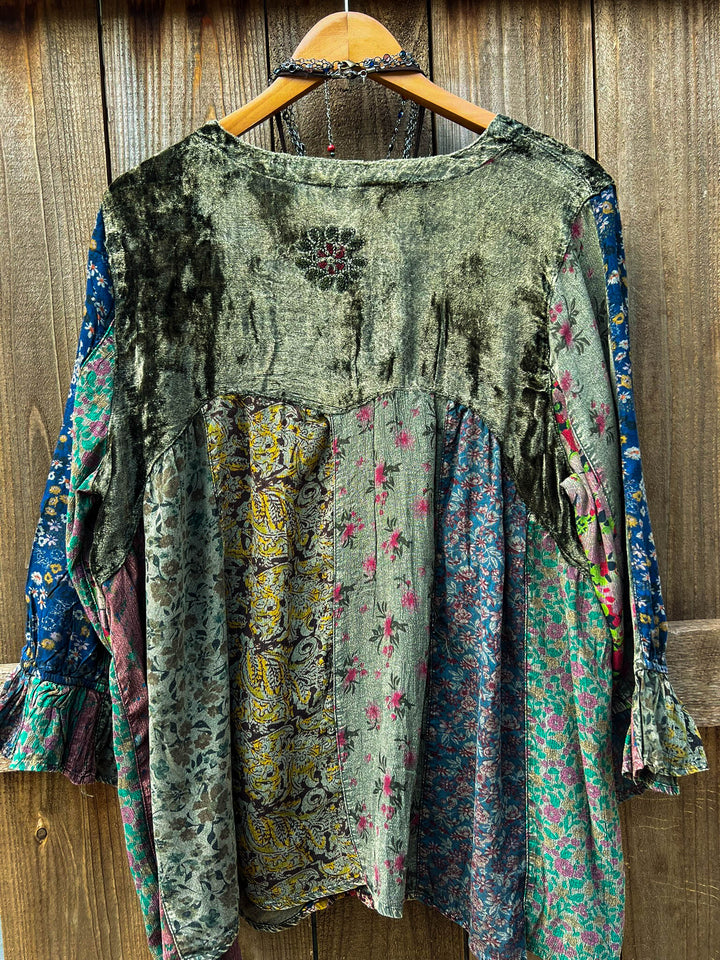 Trellis Winds Patchwork Multi-Color Top