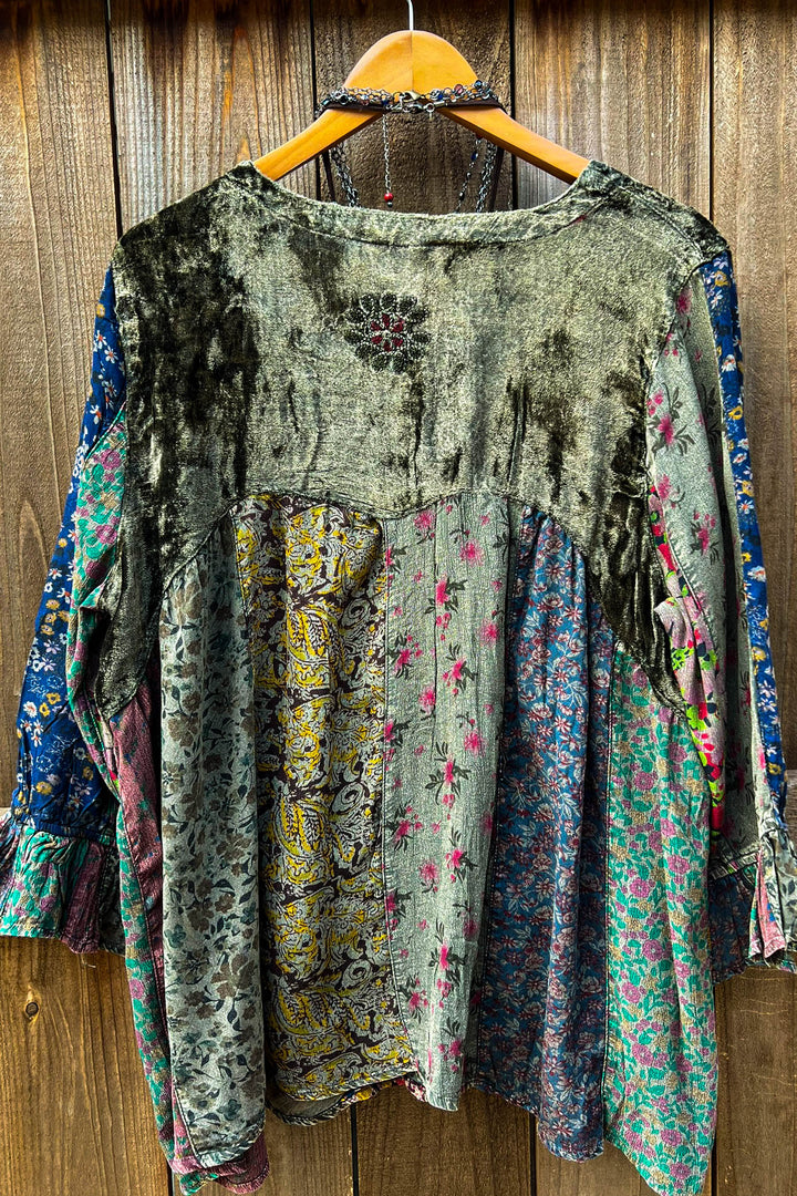 Trellis Winds Patchwork Multi-Color Top