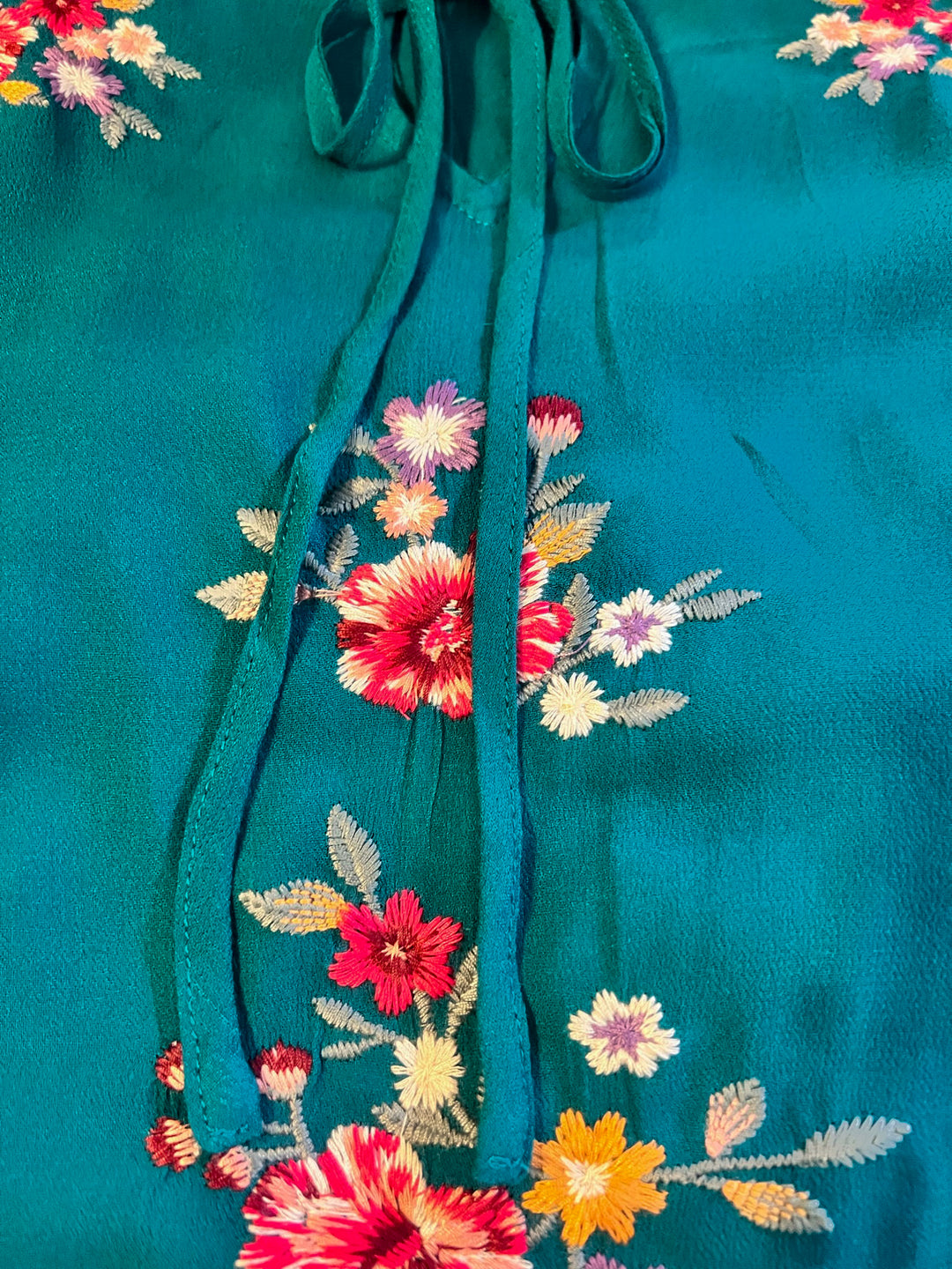 ESSENCE OF LOVE TEAL EMBROIDERED BLOUSE -------SALE