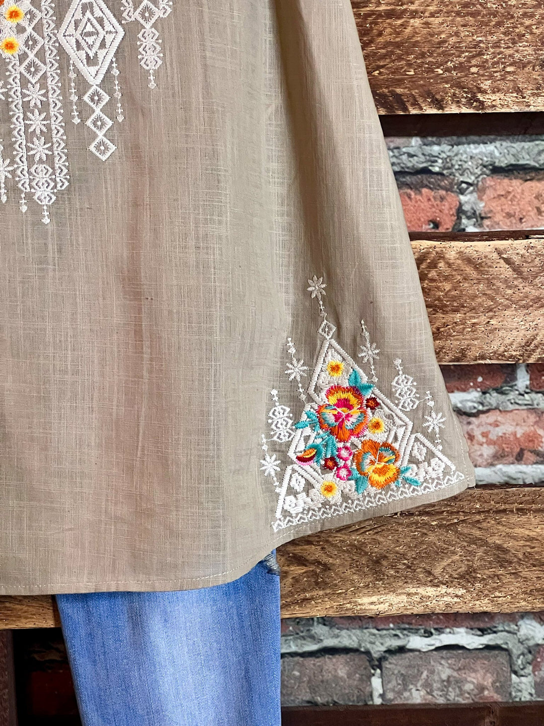 100% Cotton Embroidered Top Natural Color -------- Sale