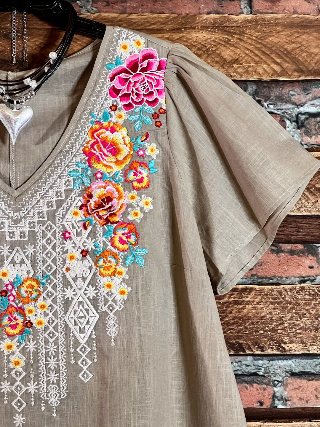 100% Cotton Embroidered Top Natural Color -------- Sale