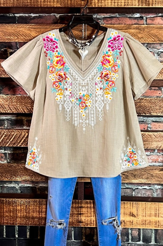 100% Cotton Embroidered Top Natural Color -------- Sale