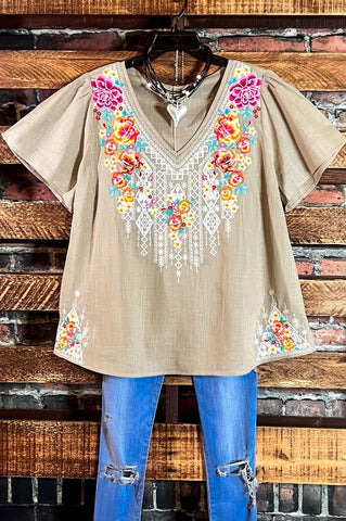 VINTAGE INSPIRED EMBROIDERED LACE KIMONO RUST -----------SALE