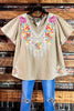 100% Cotton Embroidered Top Sizes 14 - 18  Natural Color -------- Sale