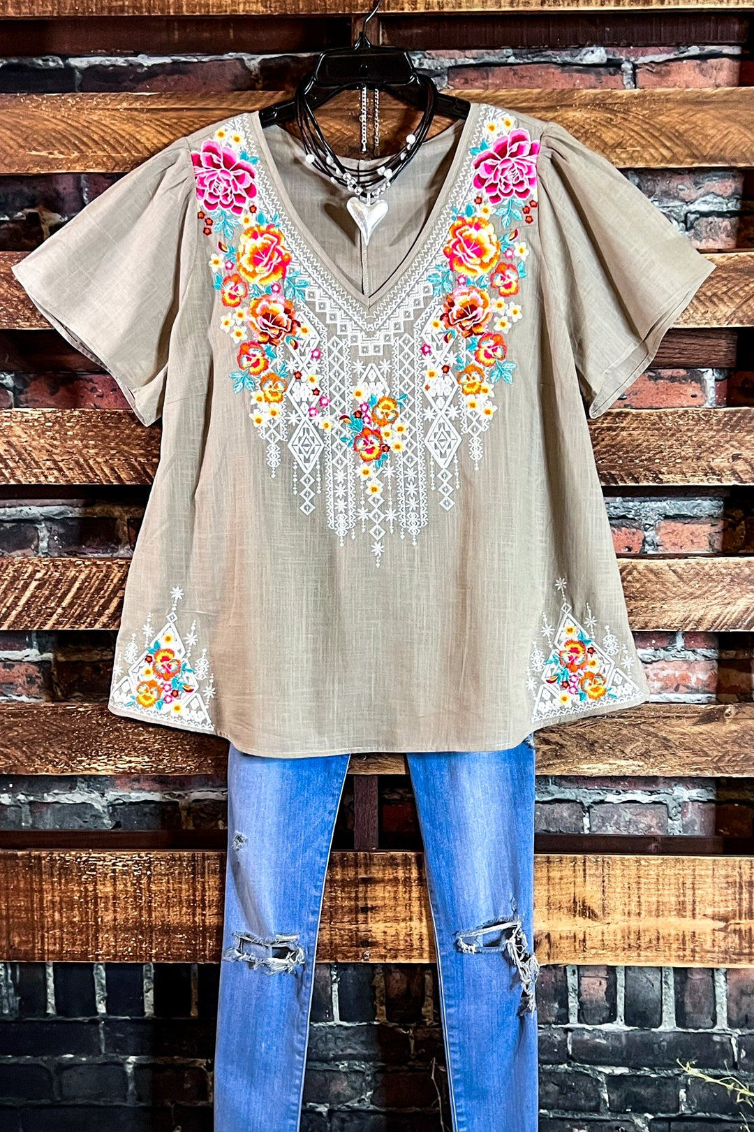 100% Cotton Embroidered Top Natural Color -------- Sale